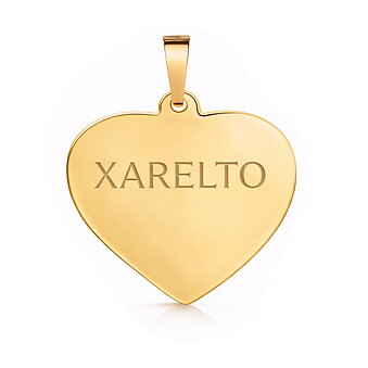 Xarelto hjerte-smykke stort 18k guld