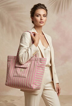 Beach bag pink/beige