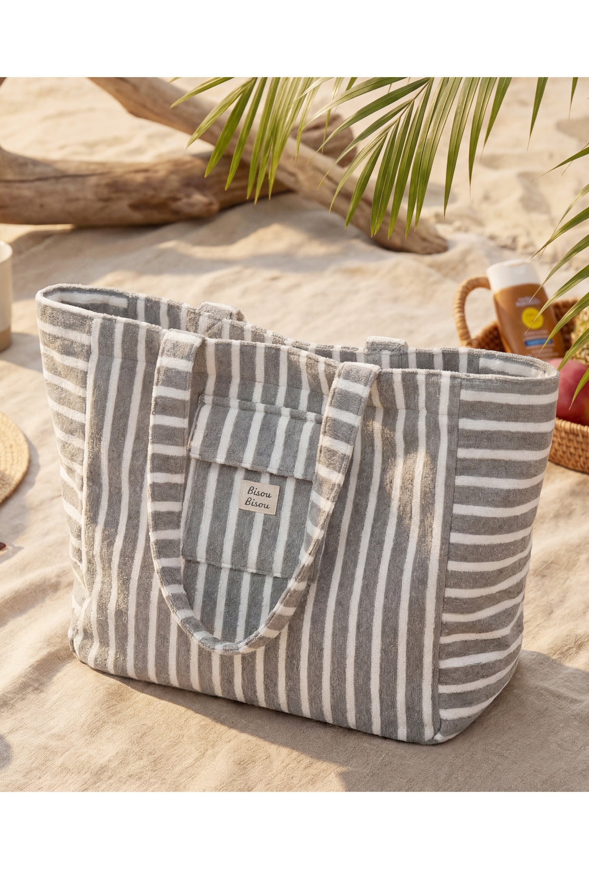 Beach bag grey/white - 2