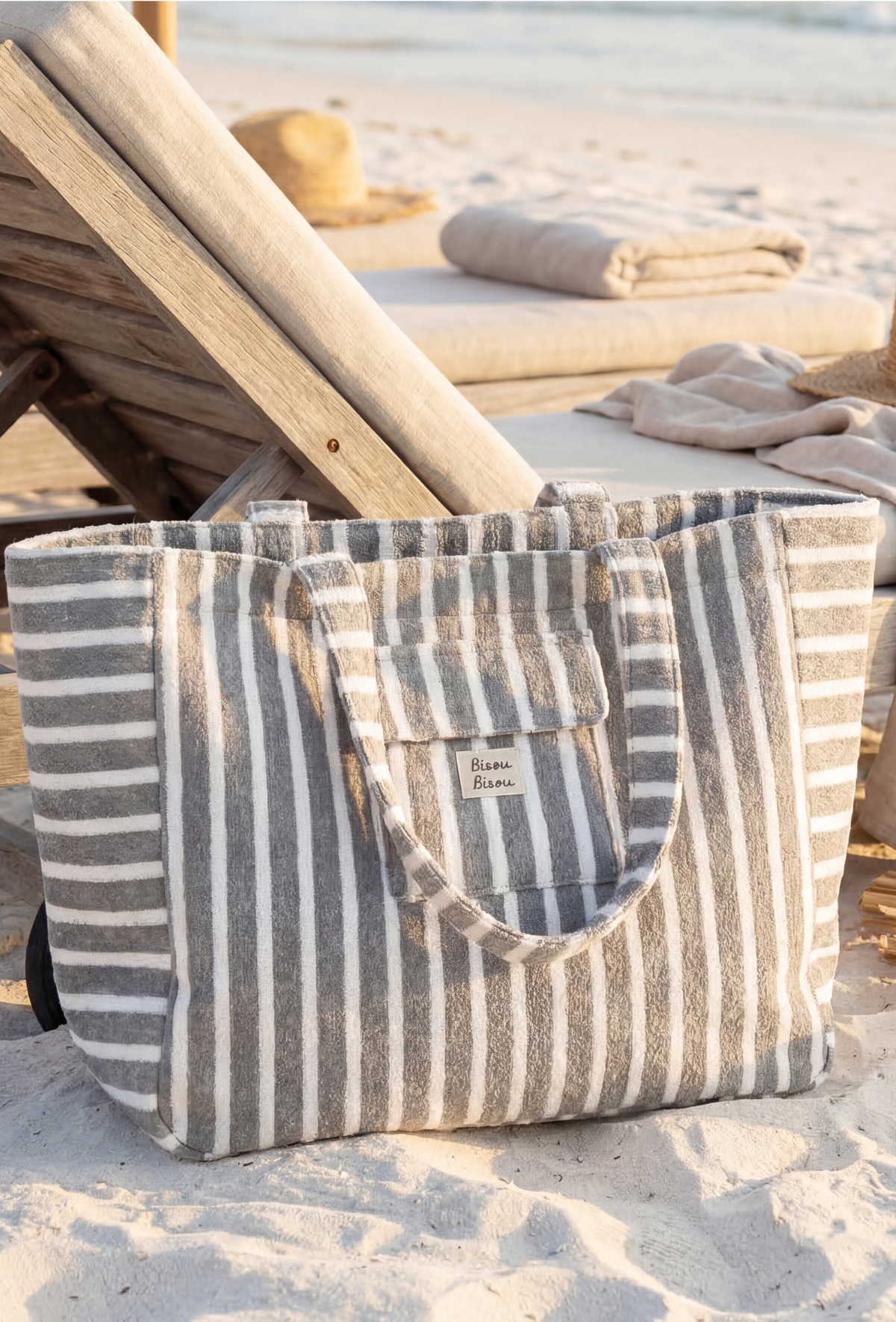 Beach bag grey/white - 3