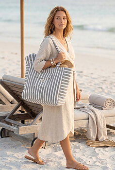 Beach bag grey/white