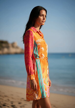 Palm short dress-orange