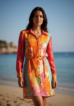 Palm short dress-orange