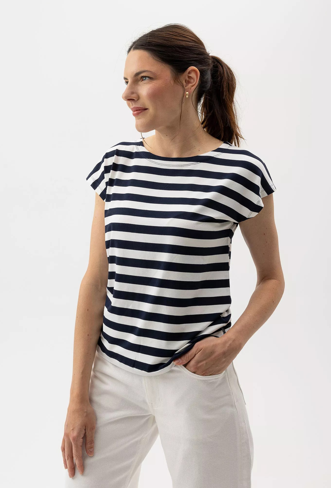 Ellen Capsleeve - Navy / Offwhite - Holebrook