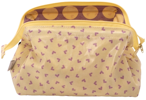 Toiletry Bag - HEARTS  Yellow & Lilac - Medium
