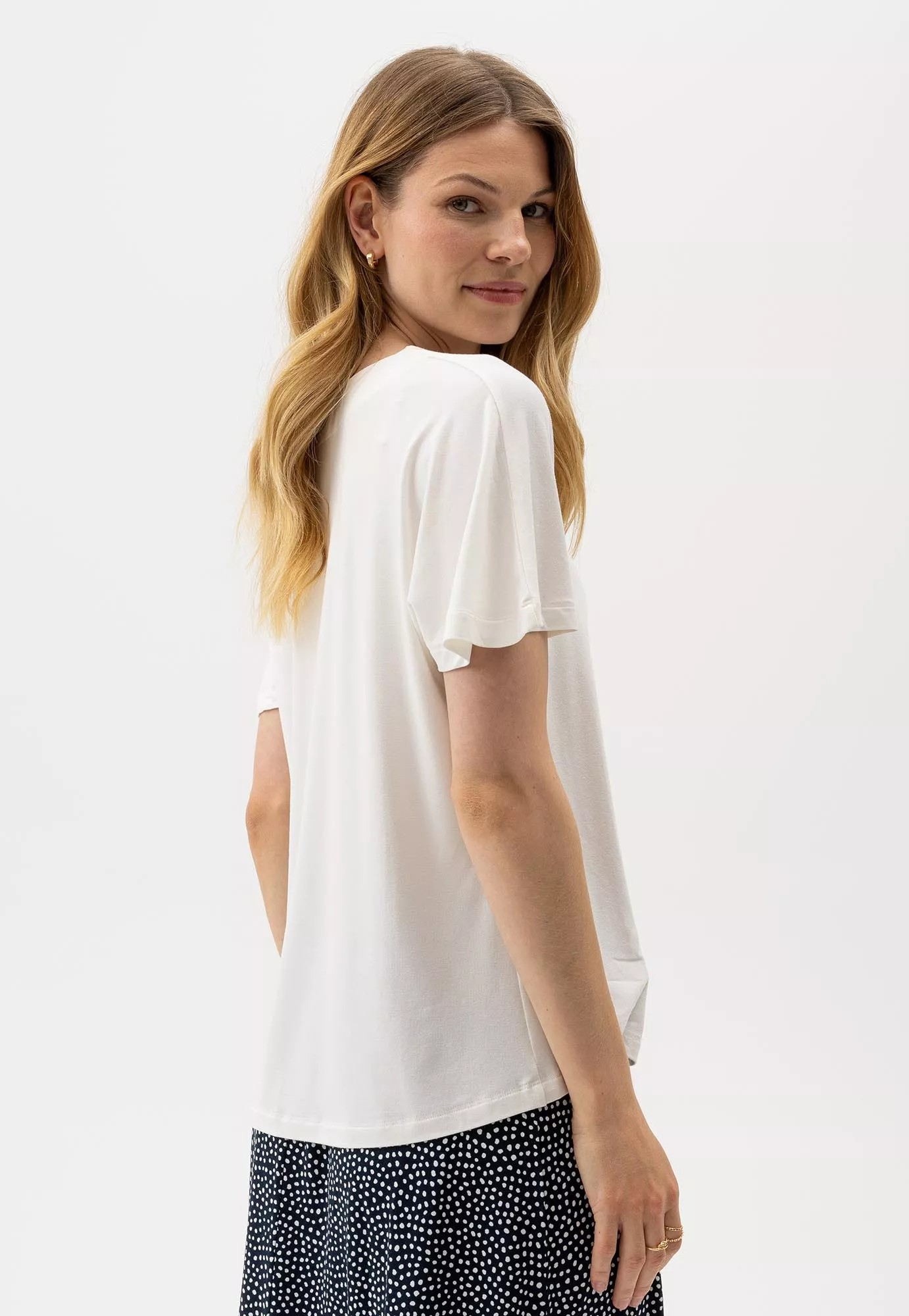 Ellen V-neck Top - Offwhite - Holebrook - 3