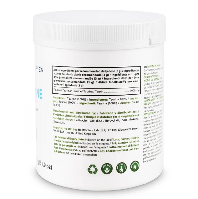 Heiltropfen Taurine Powder – Rent Taurin i Storpack (907g) - 3