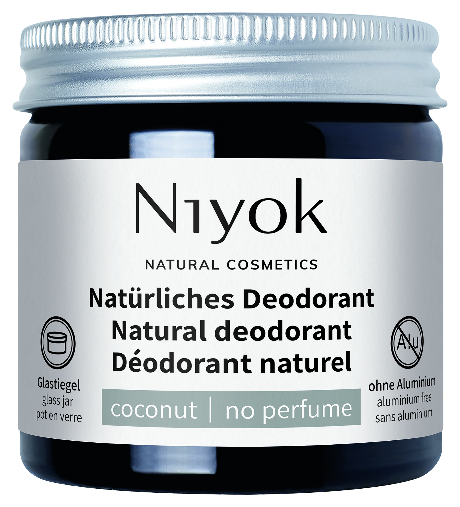 Niyok Natural Deodorant 2 in 1 Protection Coconut/No perfume 40 ml - Parfymfri för känslig hud