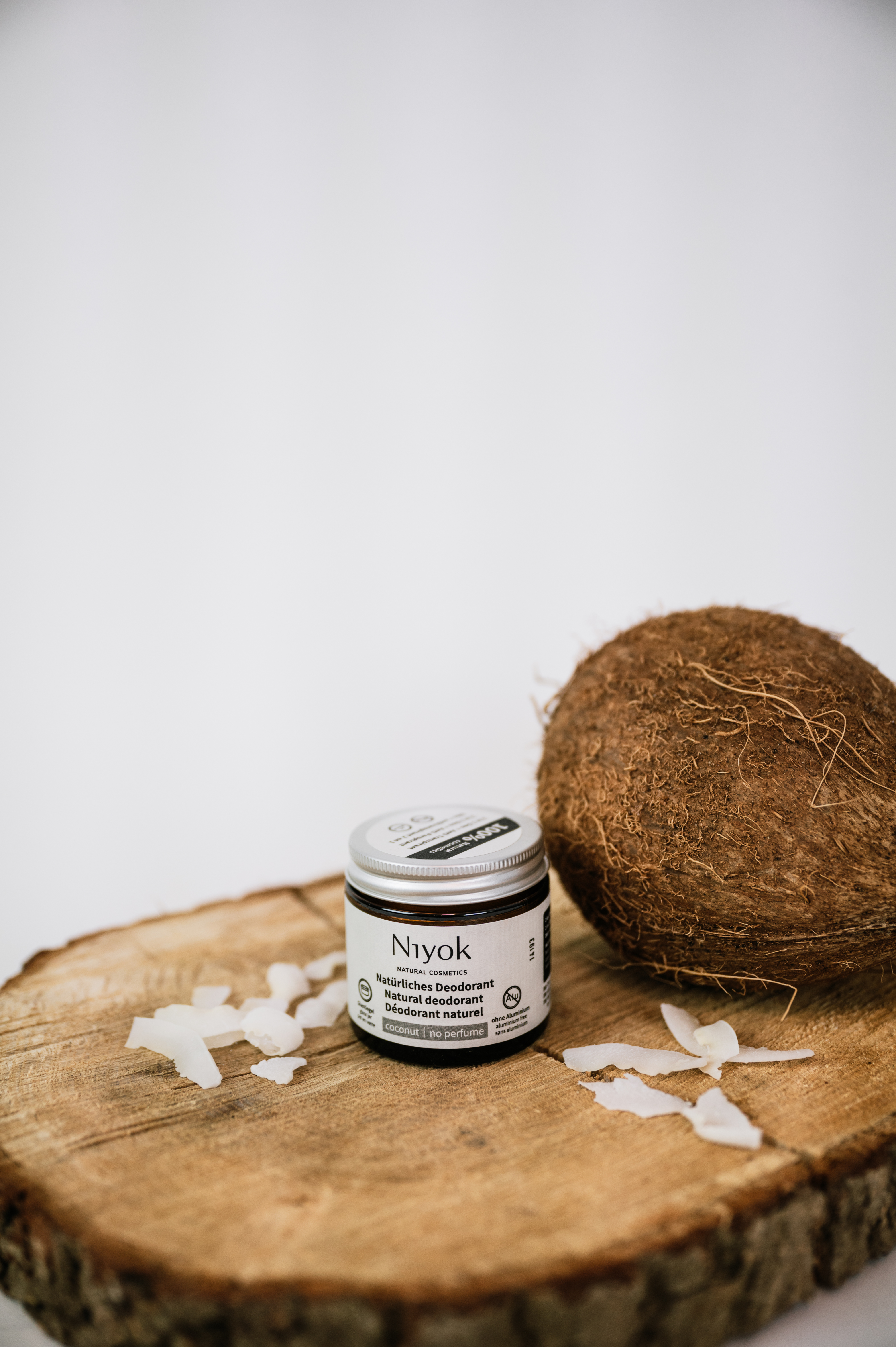 Niyok Natural Deodorant 2 in 1 Protection Coconut/No perfume 40 ml - Parfymfri för känslig hud - 2