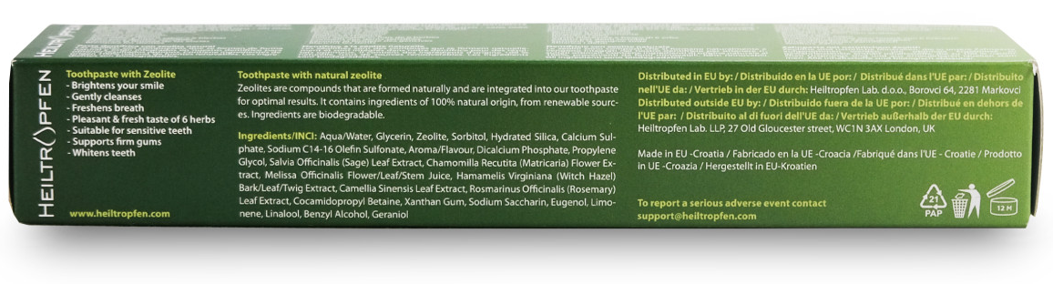 Heiltropfen Zeolite Toothpaste 6 Herbals – Örttandkräm (75 ml) - 3