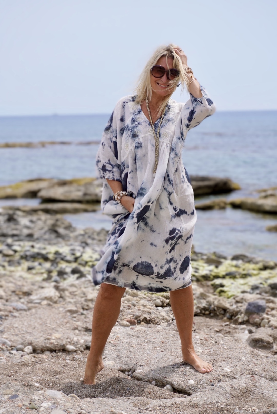 LISSA LINEN DRESS POPPY CHARCOAL MALIBU - Agencies Turquoise