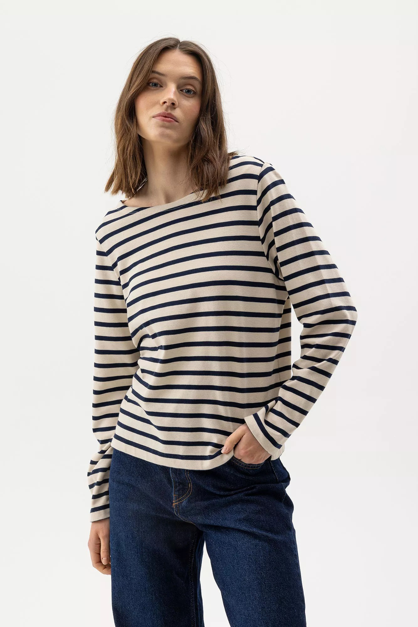 Engla Boatneck - Ecru/Navy - Holebrook