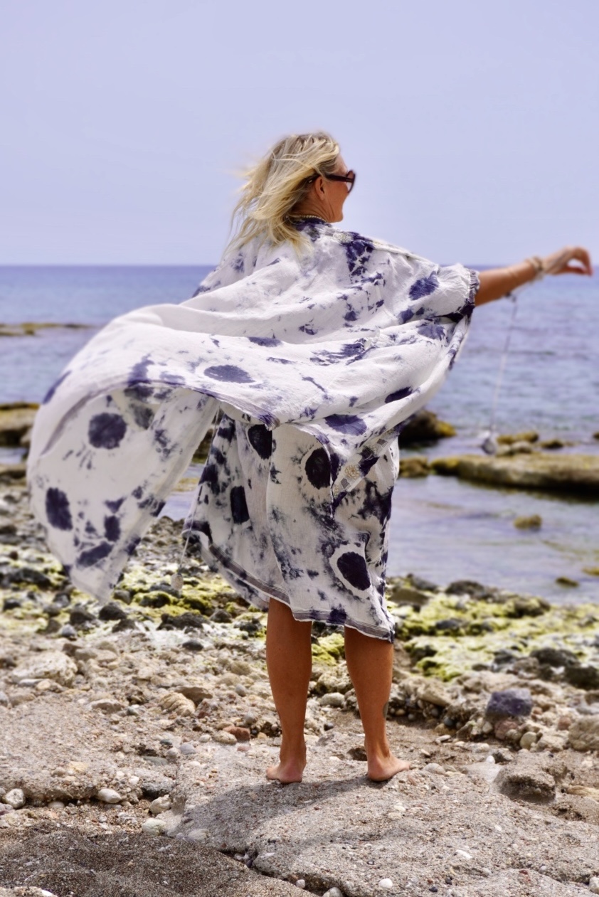 POPPY LISA LINEN KIMONO CHARCOAL MALIBU  - 5