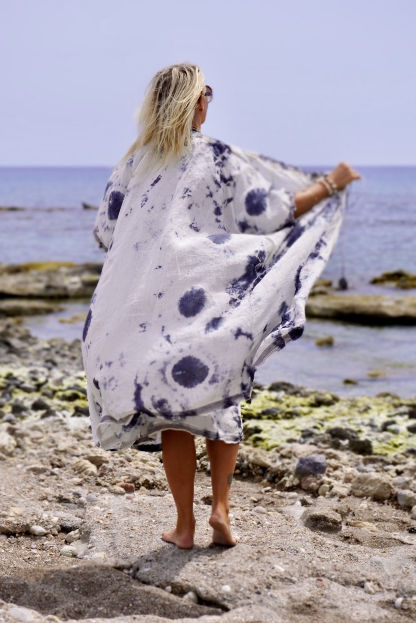 POPPY LISA LINEN KIMONO CHARCOAL MALIBU  - 6