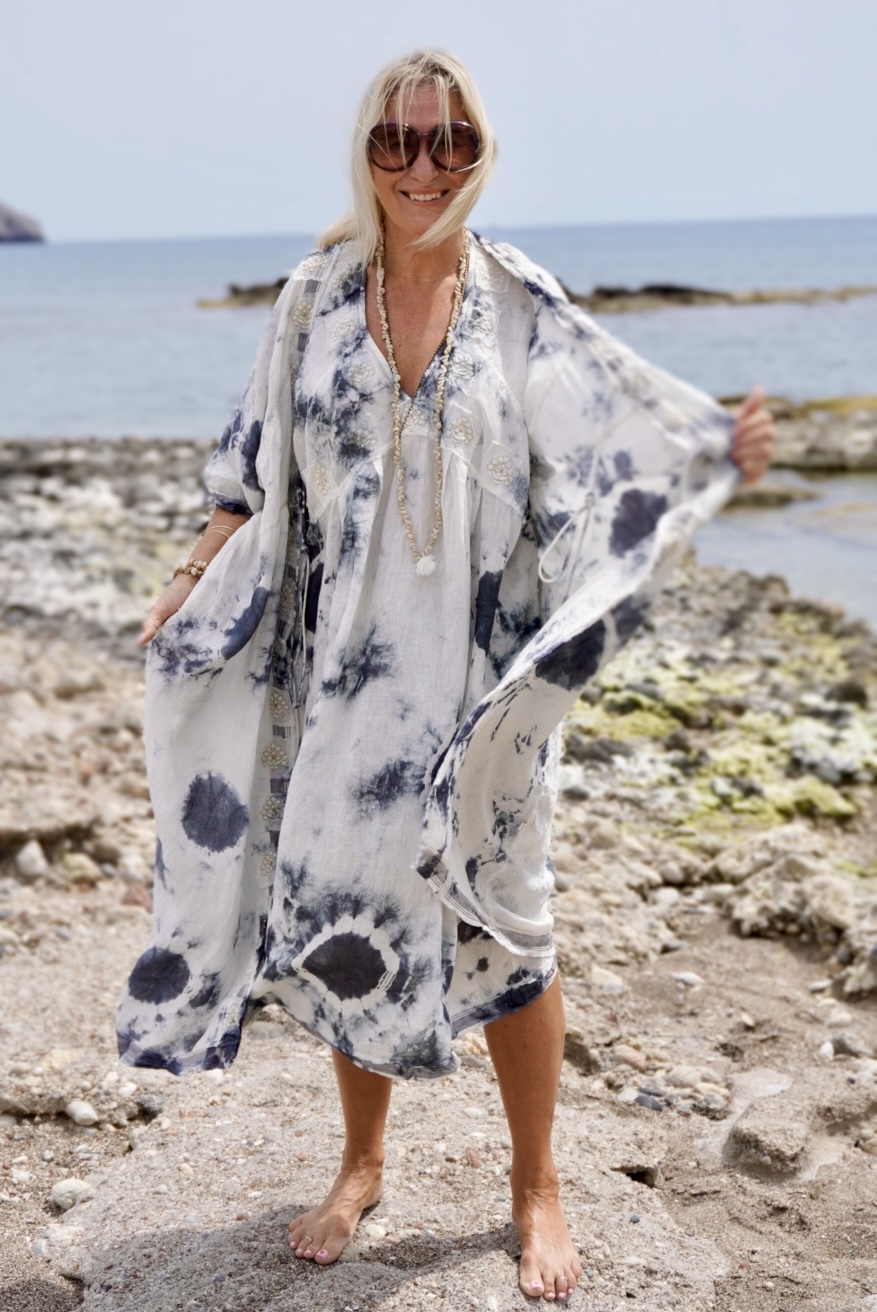 POPPY LISA LINEN KIMONO CHARCOAL MALIBU  - 3