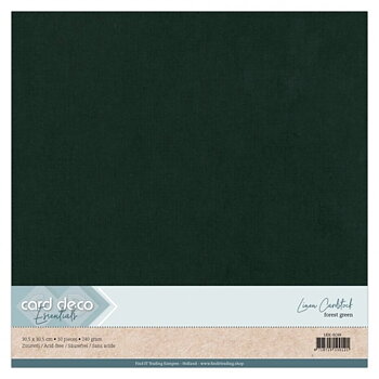 Card Deco Linen - Forest green 10-p