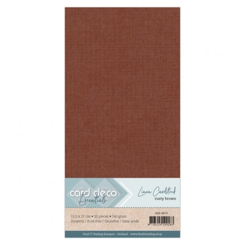 Card Deco Linen - 4K - Rusty Brown 10-p