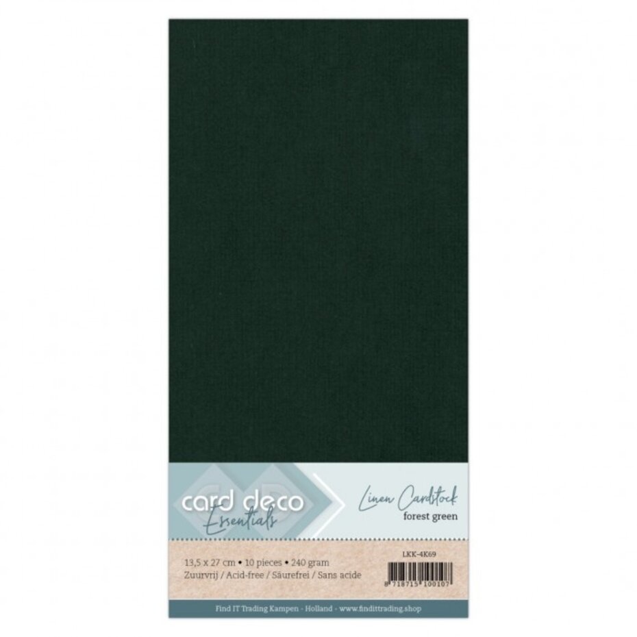 Card Deco Linen - 4K - Forest Green 10-p