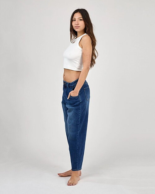 Barreljeans Talyssa kort mellanblå denim - 3