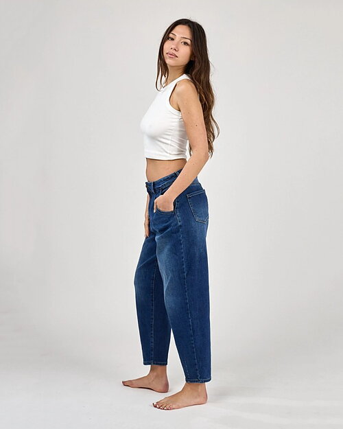 Barreljeans Talyssa kort mellanblå denim - 4