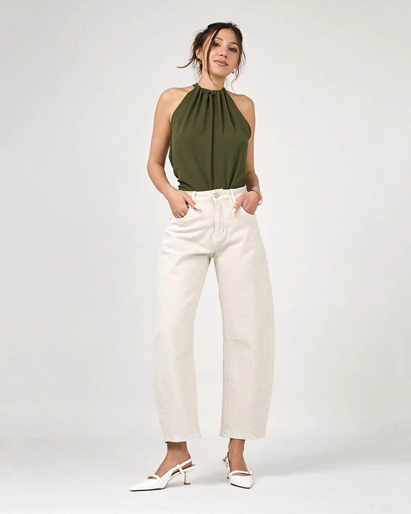 Barreljeans Livia cropped ljusbeige
