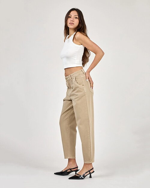 Barreljeans Tiffanie kort mörkbeige - 6
