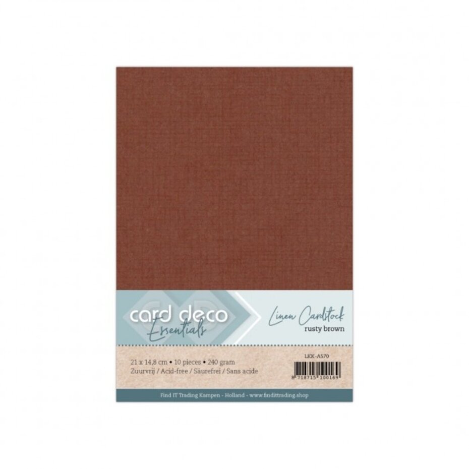 Card Deco Linen - A5 - Rusty Brown 10-p