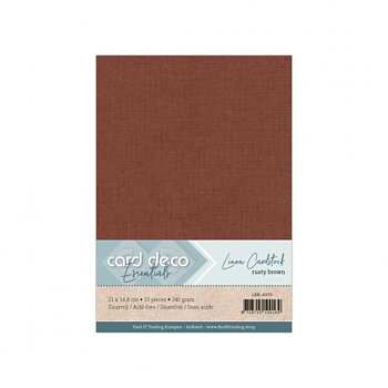 Card Deco Linen - A5 - Rusty Brown 10-p