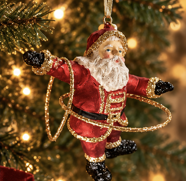 Julkula CIRCUS SANTA – Cirkustomte med guldglitter H:10-12cm Fem olika, pris/st - 6