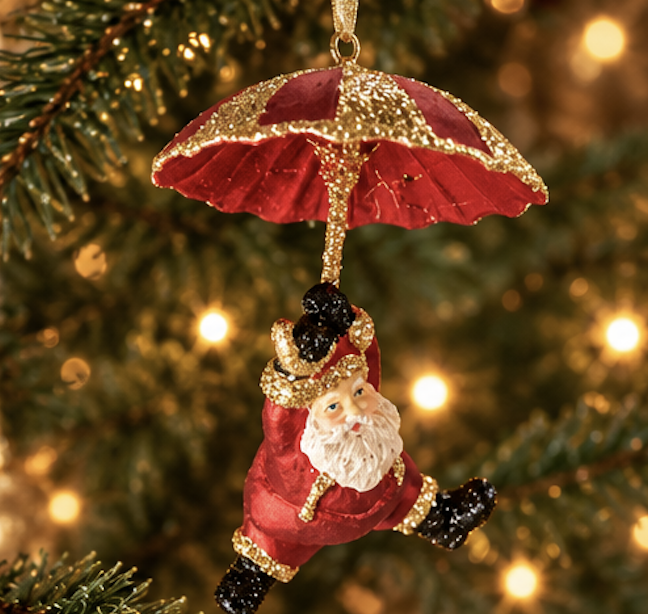 Julkula CIRCUS SANTA – Cirkustomte med guldglitter H:10-12cm Fem olika, pris/st - 5