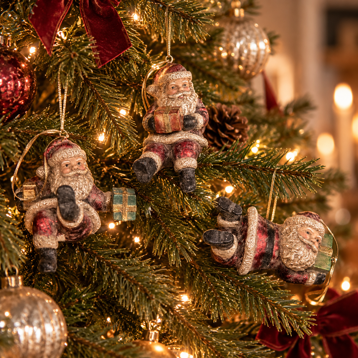 Tomte med paket, hängande H:10-12cm pris/st