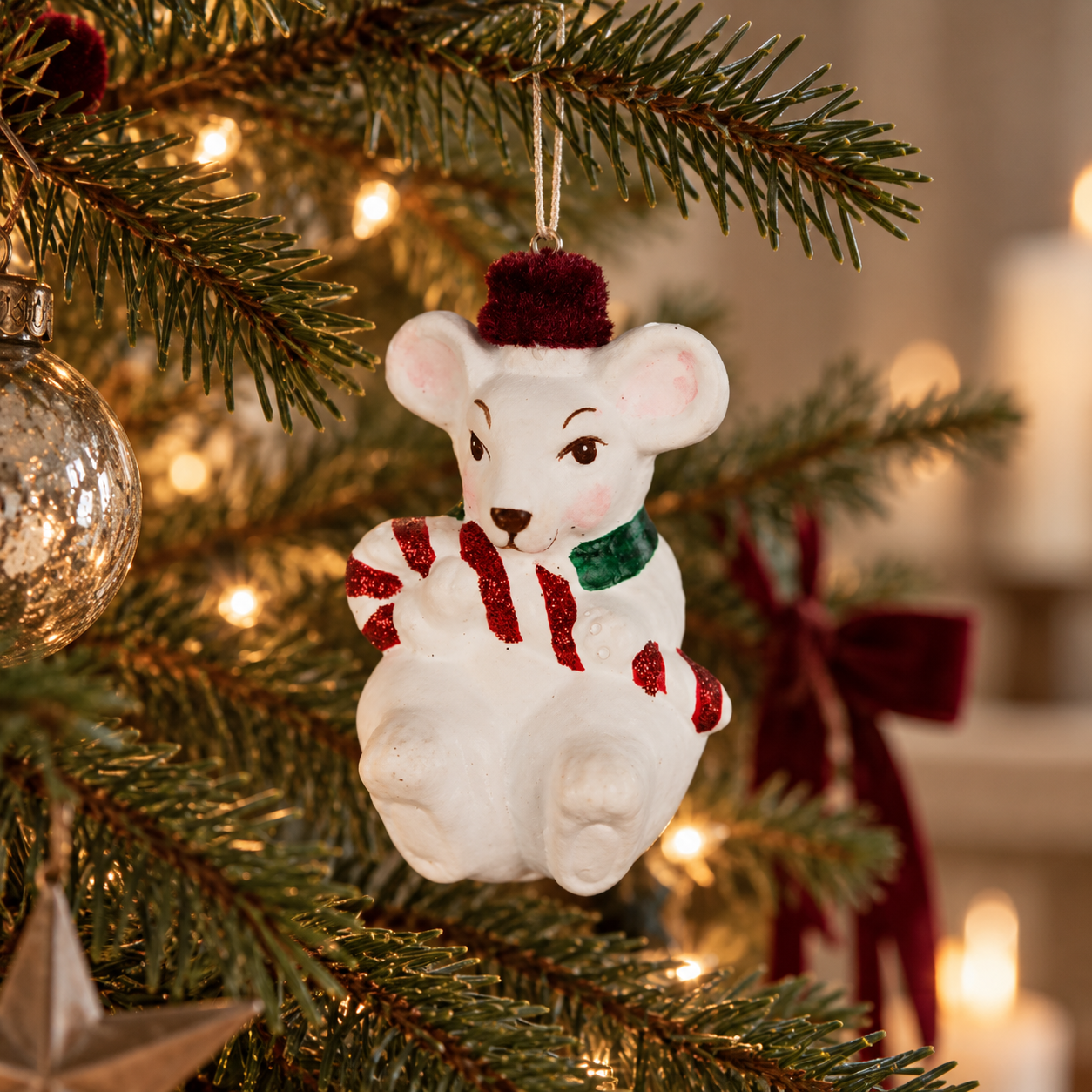 Julkula WHITE MOUSE – mus med polkagris
