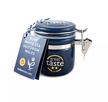 Havssalt – Halen Môn Pure White Sea Salt i porslinsburk m sked 15g