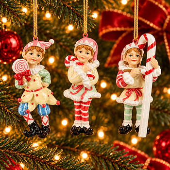 Julkula ELF HOLDING CANDY – Pastellklädd Nisse med godis 3 olika Pris/st