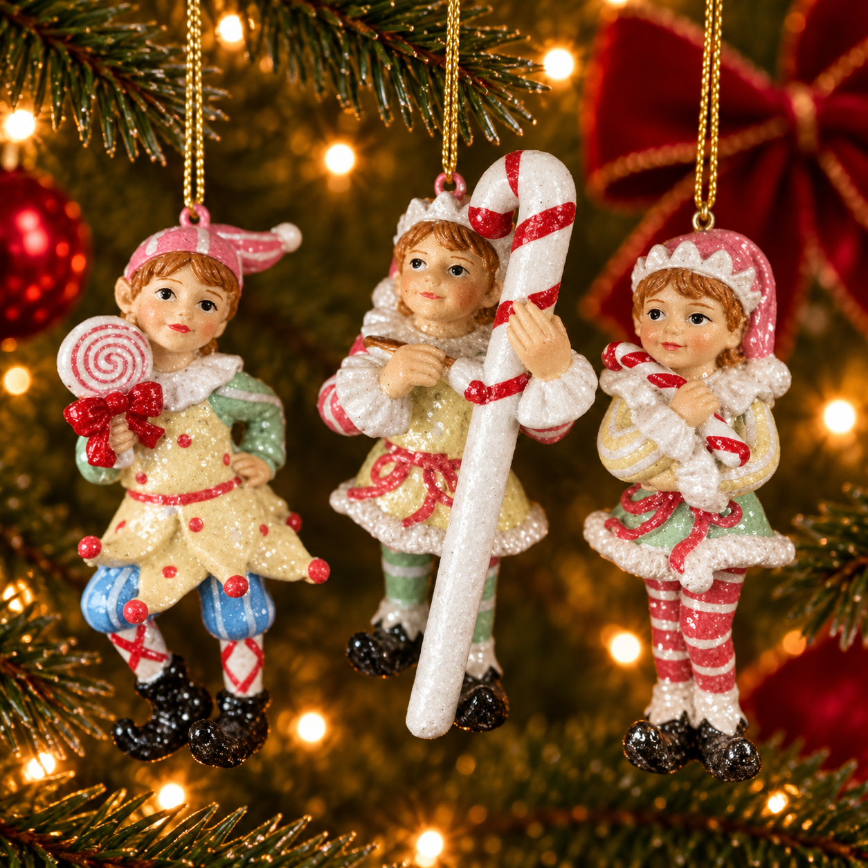 Julkula ELF HOLDING CANDY – Pastellklädd Nisse med godis 3 olika Pris/st - 4