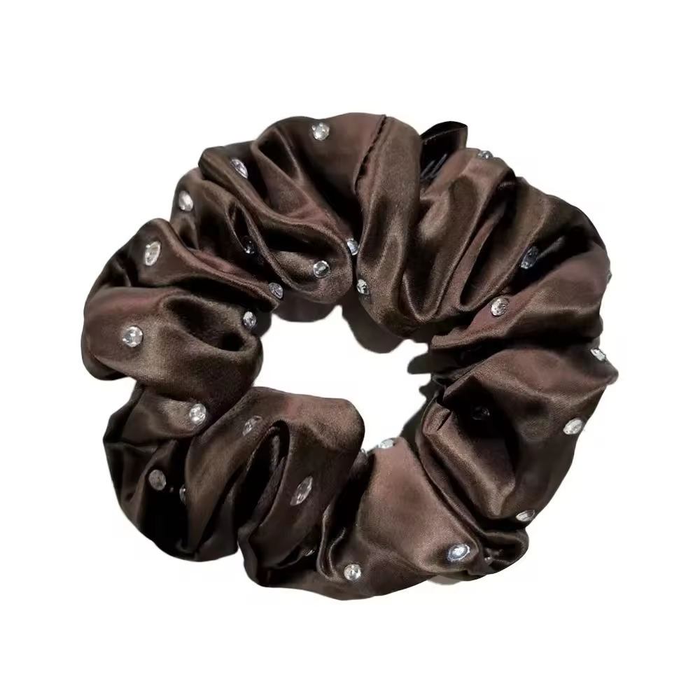 Silky hårsnodd 100% silke Large Brown Crystal