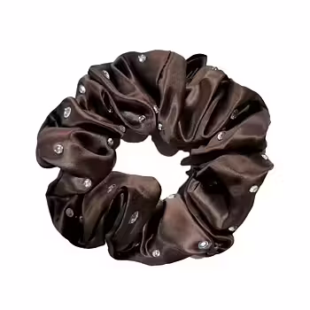 Silky hårsnodd 100% silke Large Brown Crystal