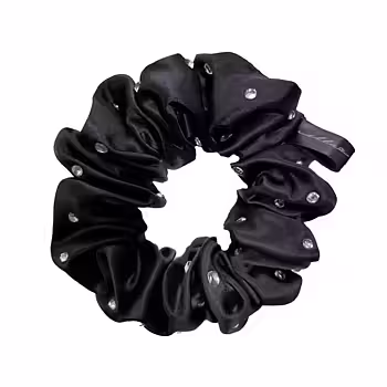Silky hårsnodd 100% silke Large Black Crystal