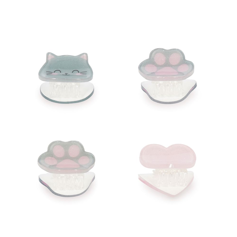 Clip me up! Set med 4 mini hairclips, Kitty - 4