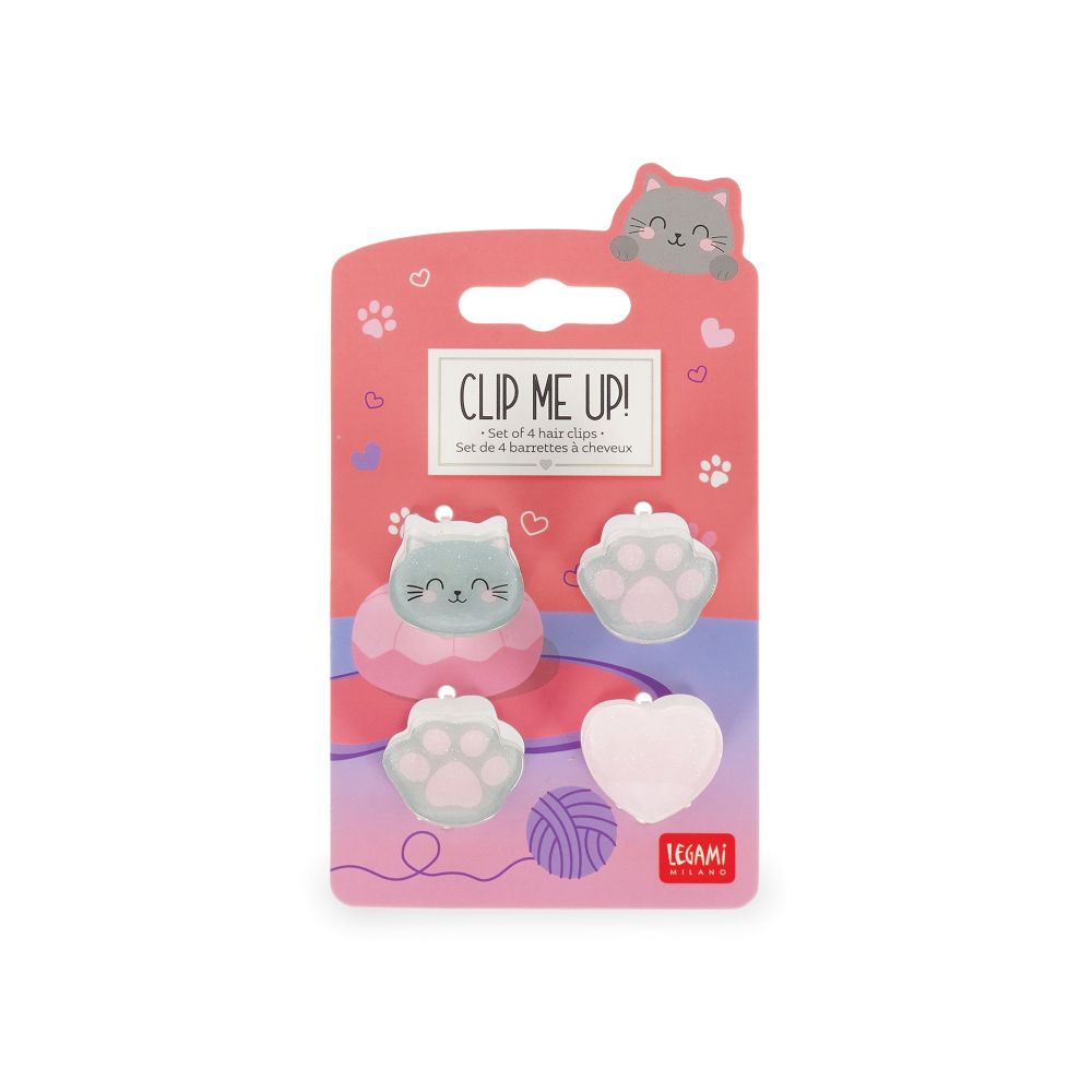 Clip me up! Set med 4 mini hairclips, Kitty