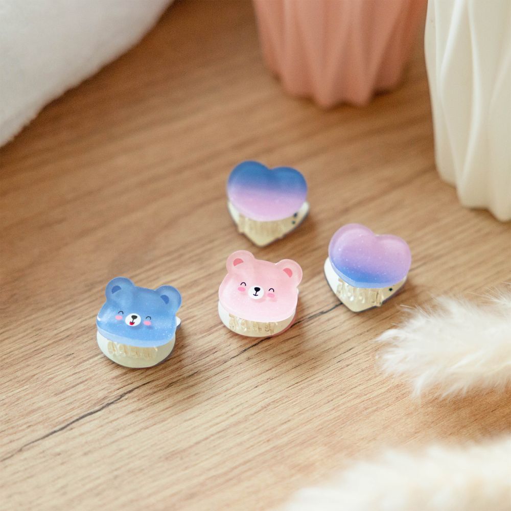 Clip me up! Set med 4 mini hairclips, Teddy - 5