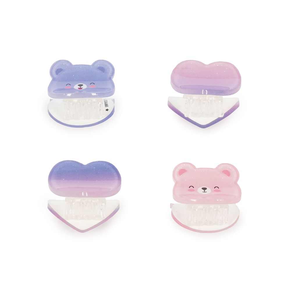 Clip me up! Set med 4 mini hairclips, Teddy - 4