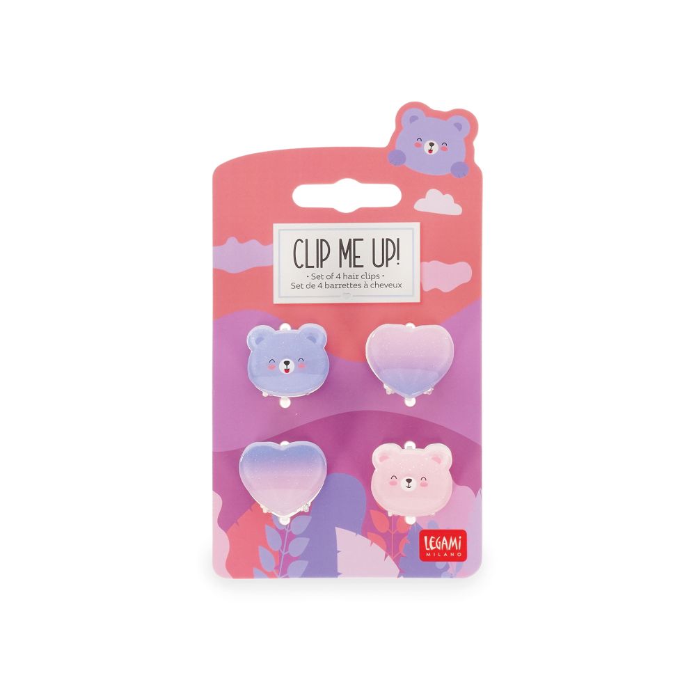 Clip me up! Set med 4 mini hairclips, Teddy