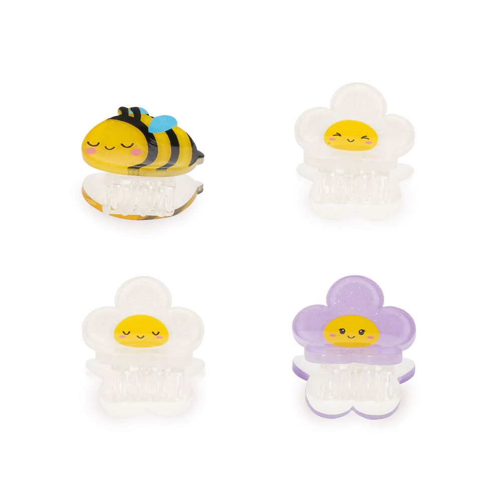 Clip me up! Set med 4 mini hairclips, Bee - 4
