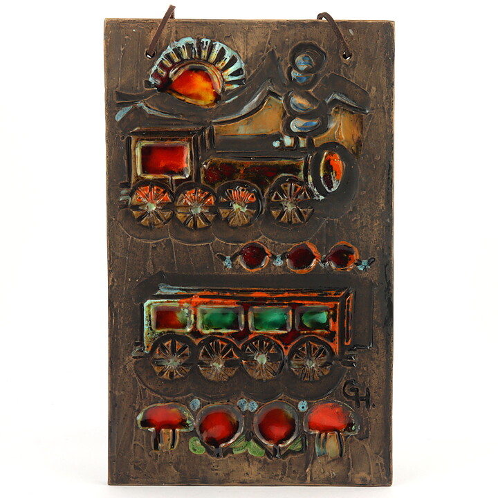 Gertrud Hertner (1960s) Wall Plaque with Train Scene Decor 29 cm
