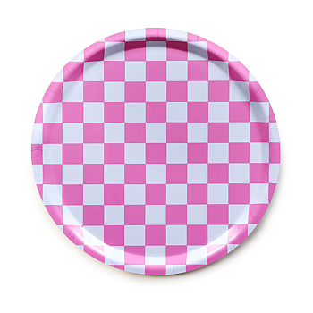 Fuchsia / Sky  CHECKER  Round Serving Tray - 31 cm 