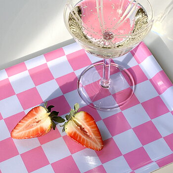 Fuchsia / Sky  CHECKER Serving Tray - 27x20 cm 