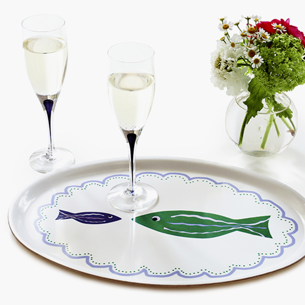 Fish Friends Oval Bricka - 31x22cm - 2
