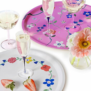 'Wildflowers' Fuchsia  Round Serving Tray - 31 cm