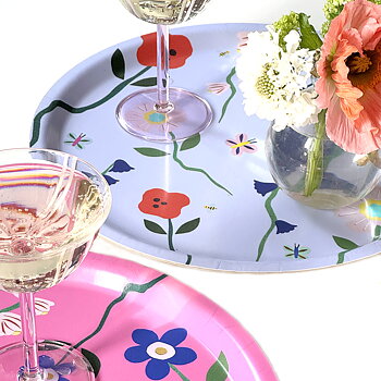 'Wildflowers' Sky  Round Serving Tray - 31 cm